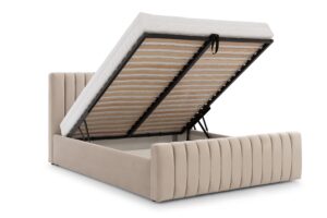 Επενδεδυμένο Κρεβάτι Niki μπεζ με Αποθηκευτικό Χώρο για στρώμα 120x200