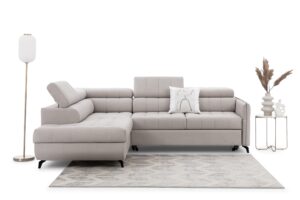 Γωνιακός καναπές/κρεβάτι Elaris L/ Μπεζ/ 251x97x203 Αριστερή γωνία BOG0454