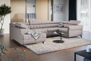 Γωνιακός καναπές/κρεβάτι Elaris U / Μπεζ/ 340x97x203 Αριστερή γωνία BOG0044