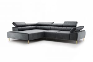 Γωνιακός Καναπές/Κρεβάτι Taler/ Γραφίτης/ Χρυσά πόδια/ Αριστερή γωνία/ 312x96x214 BOG5988