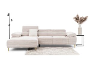 Γωνιακός Καναπές/Κρεβάτι Taler Mini/ Κρεμ/Χρυσά πόδια/ Αριστερή γωνία/ 293x96x176 BOG0569