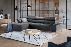 Γωνιακός Καναπές/Κρεβάτι Taler Mini/ Γραφίτης/Χρυσά πόδια/ Αριστερή γωνία/ 293x96x176 BOG7589