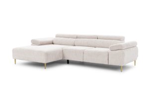 Γωνιακός Καναπές/Κρεβάτι Taler Mini/ Κρεμ/Χρυσά πόδια/ Αριστερή γωνία/ 293x96x176 BOG0569