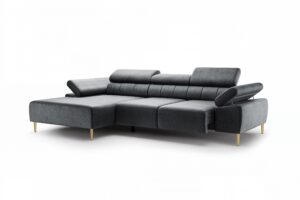 Γωνιακός Καναπές/Κρεβάτι Taler Mini/ Γραφίτης/Χρυσά πόδια/ Αριστερή γωνία/ 293x96x176 BOG7589