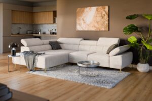 Γωνιακός Καναπές/Κρεβάτι Taler/ Κρεμ/ Χρυσά πόδια/ Αριστερή γωνία/ 312x96x214 BOG5213