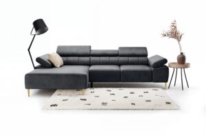 Γωνιακός Καναπές/Κρεβάτι Taler Mini/ Γραφίτης/Χρυσά πόδια/ Αριστερή γωνία/ 293x96x176 BOG7589