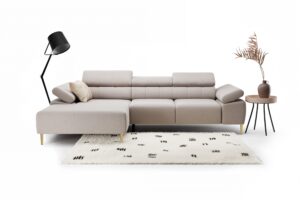 Γωνιακός Καναπές/Κρεβάτι Taler Mini/ Μπεζ/Χρυσά πόδια/ Αριστερή γωνία/ 293x96x176 BOG1999