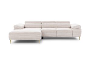 Γωνιακός Καναπές/Κρεβάτι Taler Mini/ Κρεμ/Χρυσά πόδια/ Αριστερή γωνία/ 293x96x176 BOG0569