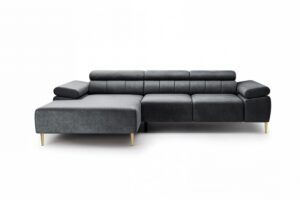 Γωνιακός Καναπές/Κρεβάτι Taler Mini/ Γραφίτης/Χρυσά πόδια/ Αριστερή γωνία/ 293x96x176 BOG7589
