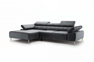 Γωνιακός Καναπές/Κρεβάτι Taler Mini/ Γραφίτης/Χρυσά πόδια/ Αριστερή γωνία/ 293x96x176 BOG7589