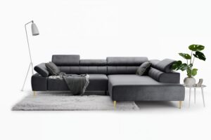 Γωνιακός Καναπές/Κρεβάτι Taler/ Γραφίτης/Χρυσά πόδια/ Δεξιά γωνία/ 312x96x214 BOG5988