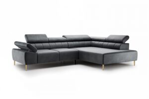 Γωνιακός Καναπές/Κρεβάτι Taler/ Γραφίτης/Χρυσά πόδια/ Δεξιά γωνία/ 312x96x214 BOG5988
