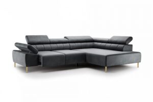 Γωνιακός Καναπές/Κρεβάτι Taler/ Γραφίτης/Χρυσά πόδια/ Δεξιά γωνία/ 312x96x214 BOG5988