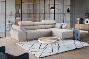 Γωνιακός Καναπές/Κρεβάτι Taler Mini/ Μπεζ/Χρυσά πόδια/ Δεξιά γωνία/ 293x96x176 BOG1989