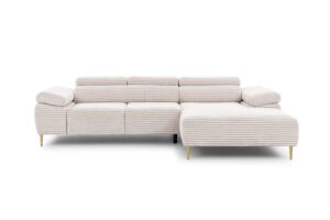 Γωνιακός Καναπές/Κρεβάτι Taler Mini/ Κρεμ/Χρυσά πόδια/ Δεξιά γωνία/ 293x96x176 BOG0569