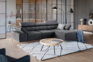 Γωνιακός Καναπές/Κρεβάτι Taler Mini/ Γραφίτης/Χρυσά πόδια/ Δεξιά γωνία/ 293x96x176 BOG7089