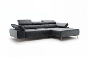 Γωνιακός Καναπές/Κρεβάτι Taler Mini/ Γραφίτης/Χρυσά πόδια/ Δεξιά γωνία/ 293x96x176 BOG7089