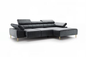Γωνιακός Καναπές/Κρεβάτι Taler Mini/ Γραφίτης/Χρυσά πόδια/ Δεξιά γωνία/ 293x96x176 BOG7089
