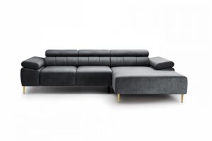 Γωνιακός Καναπές/Κρεβάτι Taler Mini/ Γραφίτης/Χρυσά πόδια/ Δεξιά γωνία/ 293x96x176 BOG7089