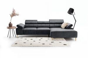 Γωνιακός Καναπές/Κρεβάτι Taler Mini/ Γραφίτης/Χρυσά πόδια/ Δεξιά γωνία/ 293x96x176 BOG7089