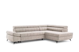 Γωνιακός Καναπές/Κρεβάτι Valer L/ Κρεμ/ Δεξιά γωνία/ 280x97x203 BOG56337