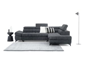Γωνιακός καναπές/Κρεβάτι Valer L /Γραφίτης/ 280x97x203/ Δεξιά γωνία BOG2683