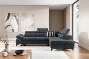 Γωνιακός καναπές/Κρεβάτι Valer L /Γραφίτης/ 280x97x203/ Δεξιά γωνία BOG2683