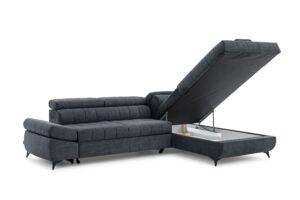 Γωνιακός καναπές/Κρεβάτι Valer L /Γραφίτης/ 280x97x203/ Δεξιά γωνία BOG2683