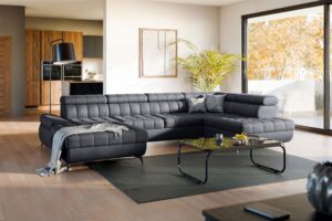 Γωνιακός καναπές/Κρεβάτι Valer U II/Γραφίτης/ 347x97x203/ Δεξιά γωνία BOG2766