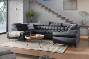 Γωνιακός καναπές/Κρεβάτι Valer U/Γραφίτης/ 340x97x203/ Δεξιά γωνία BOG2765