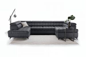 Γωνιακός καναπές/Κρεβάτι Valer U/Γραφίτης/ 340x97x203/ Δεξιά γωνία BOG2765