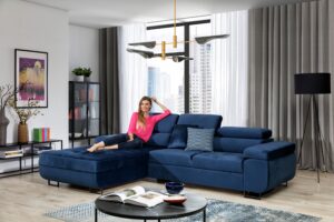 Γωνιακός Καναπές/Κρεβάτι Anna L II/Μπλε/ Αριστερή γωνία/ 277x98x201 BOG5765