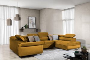 Γωνιακός Καναπές/Κρεβάτι Anna U /Κίτρινο/ Αριστερή γωνία/ 340x90x202 BOG5760