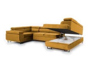 Γωνιακός Καναπές/Κρεβάτι Anna U /Κίτρινο/ Αριστερή γωνία/ 340x90x202 BOG5760