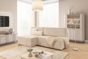 Γωνιακος Καναπές/ Κρεβατι Solva Mini/ Κρεμ/ 230x90x144 BOG21283