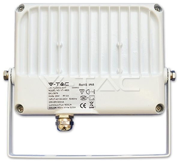 LED Προβολέας V-TAC 30W Λευκός SLIM SMD Θερμό Λευκό