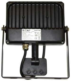 LED Προβολέας V-TAC 20W slim SMD με Ανιχνευτή Κίνησης Μαύρος/Γκρι Φώς Ημέρας