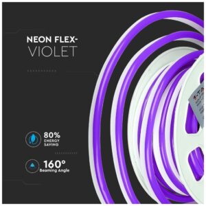 Αδιάβροχη LED NEON FLEX 24V 10m Βιολετί Μοβ V-TAC 2531