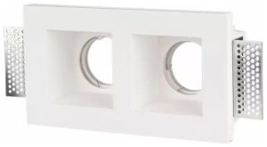 V-TAC Βάση Χωνευτή Γύψινη Διπλή με 2 υποδοχές τετράγωνες για  Σποτ GU10 Λευκή 3648