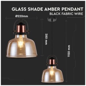 Κρεμαστό Φωτιστικό Vintage V-TAC Amber Γυαλί και ντουί Ε27 3726