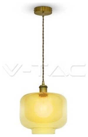 Κρεμαστό Φωτιστικό V-TAC Γυαλί Ρετρό Amber με ντουί Ε27 Φ250mm 3740