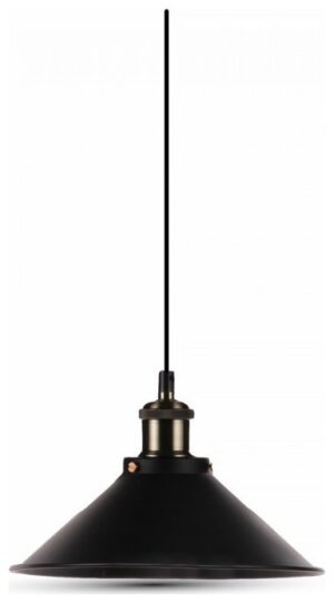 Κρεμαστό Φωτιστικό V-TAC Μεταλλική Κωνική Καμπάνα Μαύρο με ντουί Ε27 3753