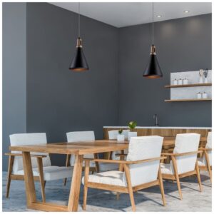 Κρεμαστό Φωτιστικό V-TAC Μεταλλικό Καπέλο Κώνος Μαύρο με Ξύλινη Βάση και ντουί Ε27 Φ250 3762