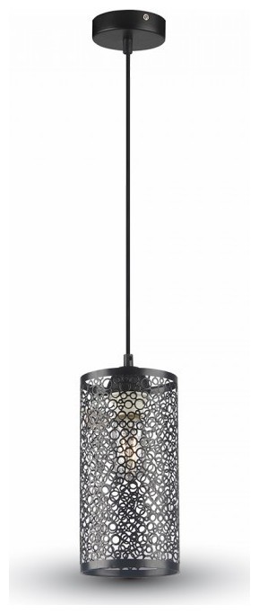 Κρεμαστό Φωτιστικό V-TAC Κύλινδρος Μεταλλικό Πλέγμα Μαύρο Μάτ με ντουί Ε27 3825