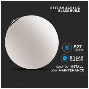 Κρεμαστό Φωτιστικό V-TAC Γυαλί Σφαίρα με Χρώμιο και ντουί Ε27 3839