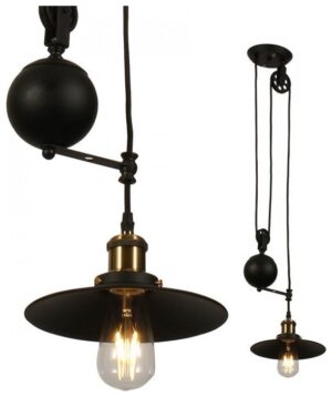 Κρεμαστό Φωτιστικό V-TAC Ρετρό Μεταλλικό Ρυθμιζόμενο σε Ύψος με Τροχαλία Μαύρο με ντουί Ε27 3845