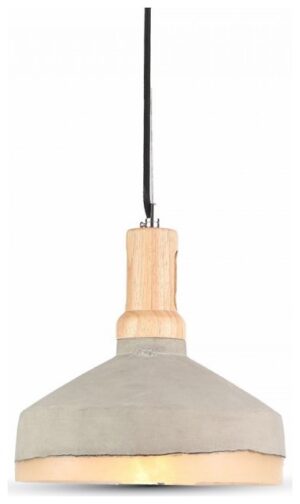 Κρεμαστό Φωτιστικό V-TAC Τσιμέντο ?290mm και Ξύλινη Βάση με ντουί Ε27