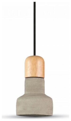 Κρεμαστό Φωτιστικό V-TAC Τσιμέντο Γκρί και Ξύλο με ντουί Ε27 3855