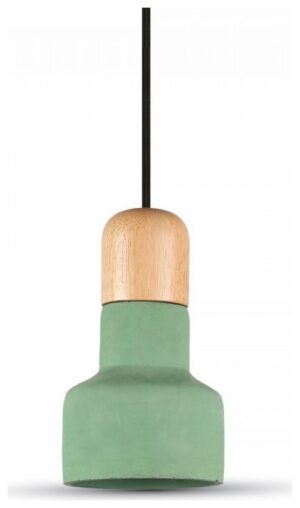 Κρεμαστό Φωτιστικό V-TAC Τσιμέντο Πράσινο και Ξύλο με ντουί Ε27 3856