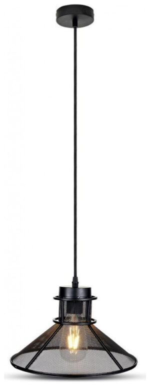 Κρεμαστό Φωτιστικό V-TAC Μεταλλικό Πλέγμα Καπέλο Μαύρο Μάτ με ντουί Ε27